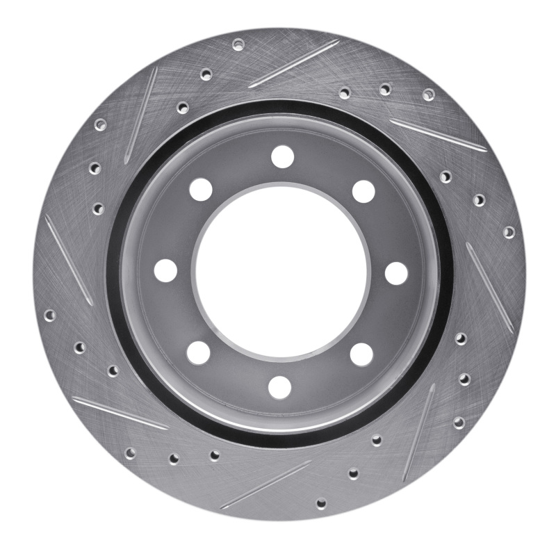 Chevrolet Silverado 2500 HD Brake Rotor (1) - Rear Right - R1 Concepts - Drilled & Slotted - Silver - `99-`20